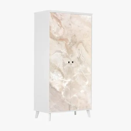 Adesivo per armadio marmo beige venato per decorazione murale • Wallissimo®