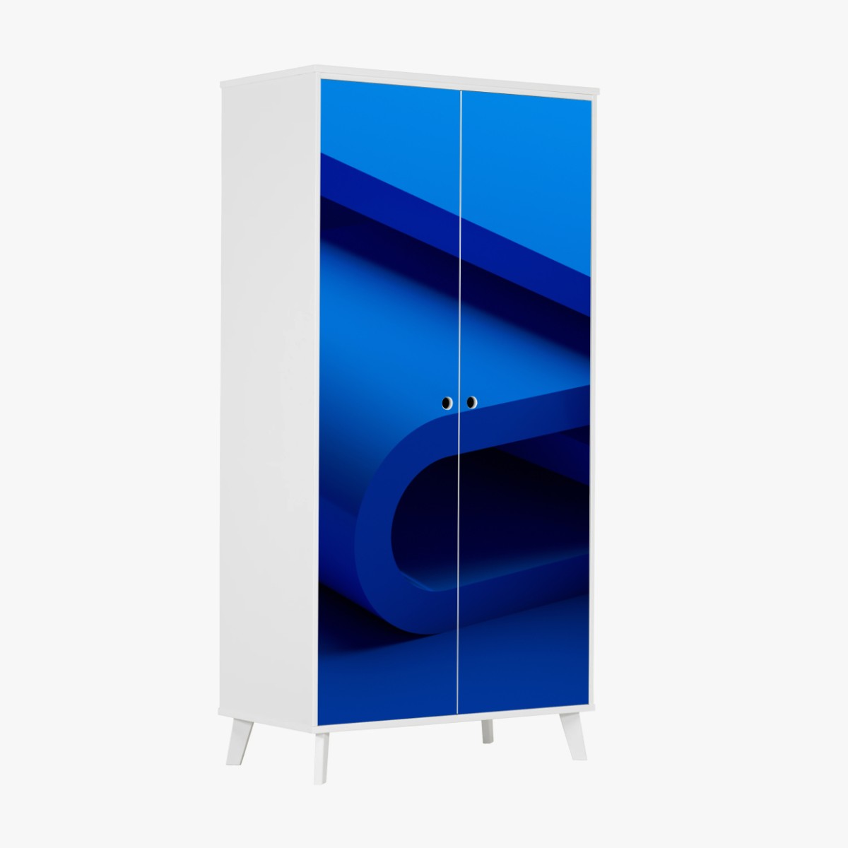 Adesivo per armadio curve geometriche blu • Wallissimo®