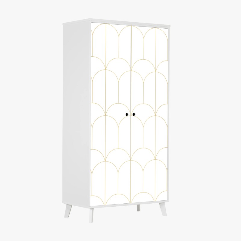 Adesivo per armadio motivo art déco oro su sfondo bianco