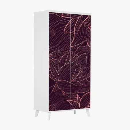 Adesivo per armadio motivo floreale lineare in rosa antico • Wallissimo®