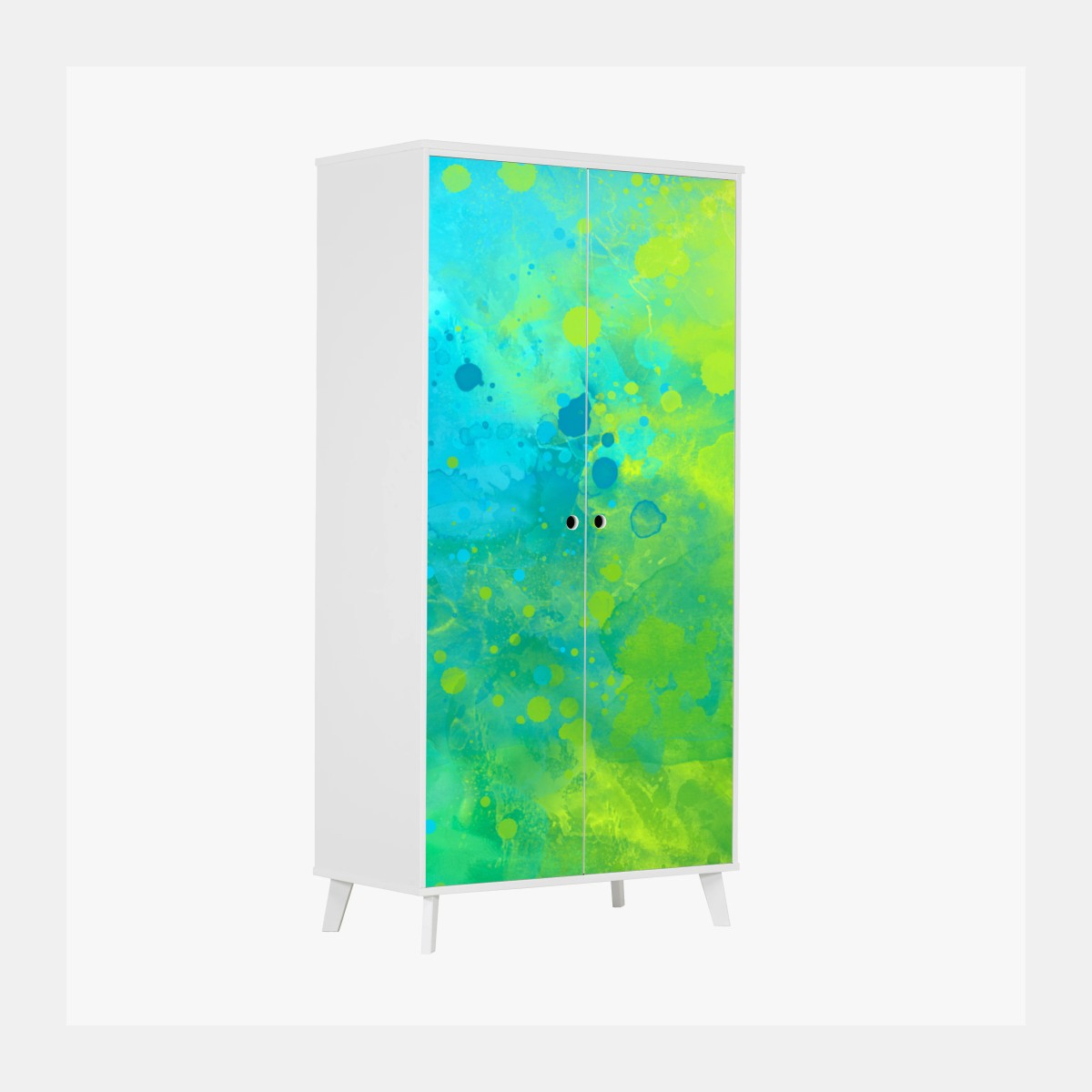 Adesivo per armadio astratto acquerello blu e verde • Wallissimo®
