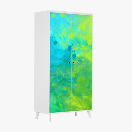 Adesivo per armadio astratto acquerello blu e verde • Wallissimo®