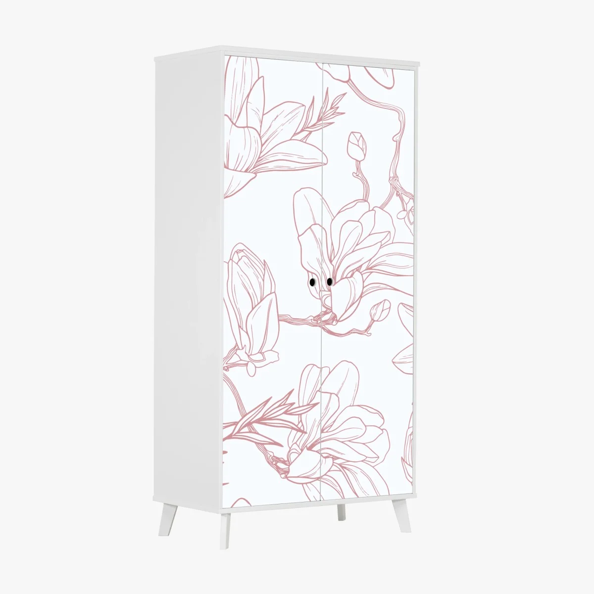 Adesivo per armadio motivo di magnolie su sfondo tenue • Wallissimo® Adesivo per armadio motivo di magnolie su sfondo tenue • Wallissimo®