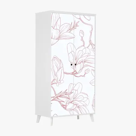 Adesivo per armadio motivo di magnolie su sfondo tenue • Wallissimo®