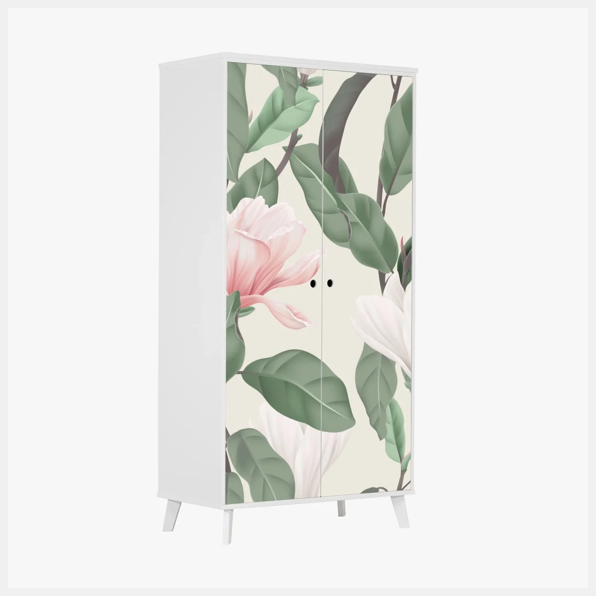 Adesivo per armadio motivo floreale di magnolia anice in toni pastello • Wallissimo® Adesivo per armadio motivo floreale di magnolia anice in toni pastello • Wallissimo®