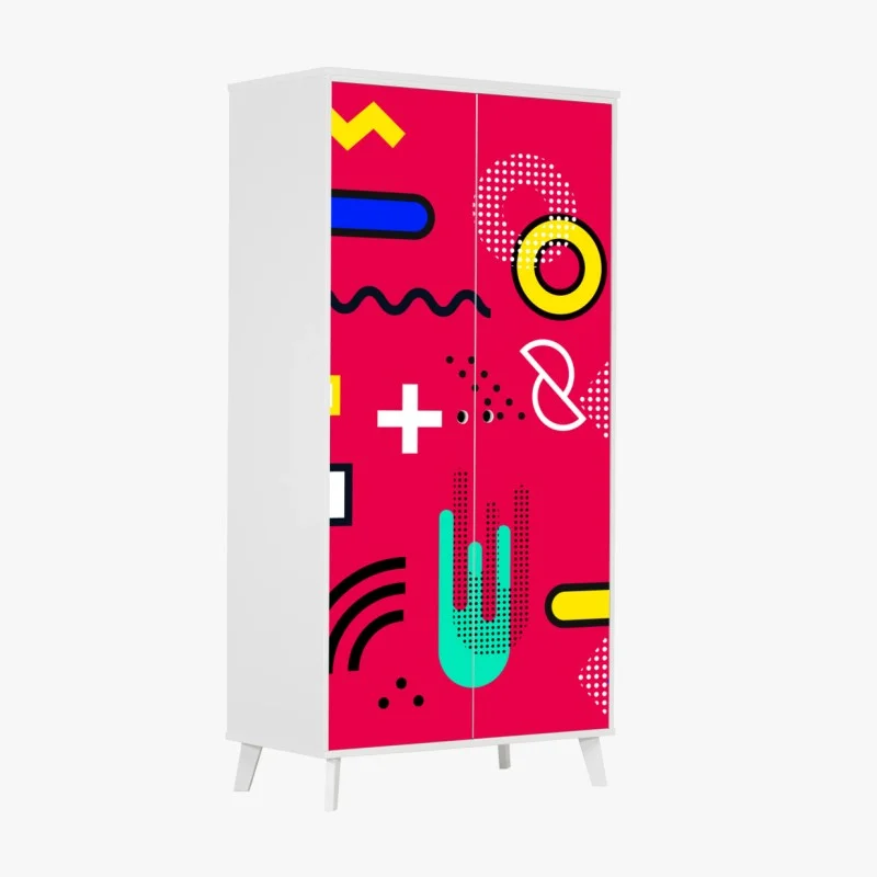 Adesivo per armadio pattern geometrico pop art vibrante
