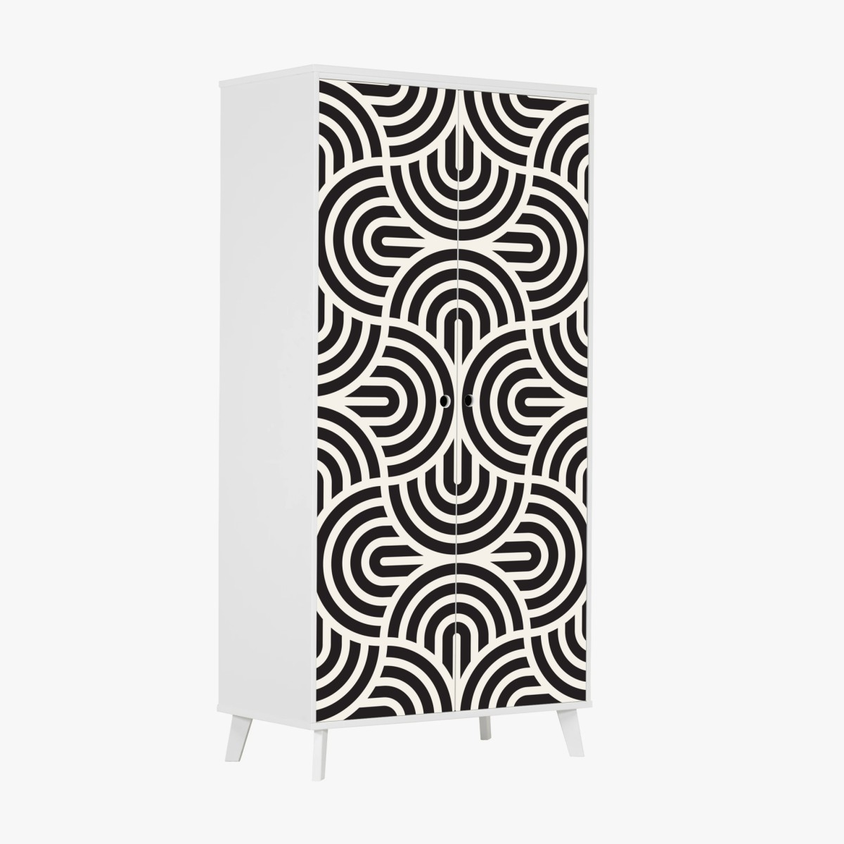 Adesivo per armadio motivo geometrico ottico in bianco e nero • Wallissimo®