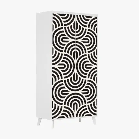 Adesivo per armadio motivo geometrico ottico in bianco e nero • Wallissimo®