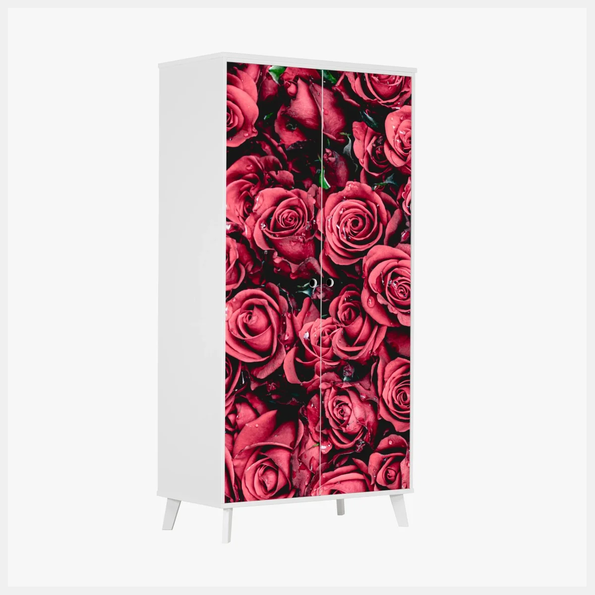 Adesivo per armadio mosaico di rose rosse • Wallissimo® Adesivo per armadio mosaico di rose rosse • Wallissimo®