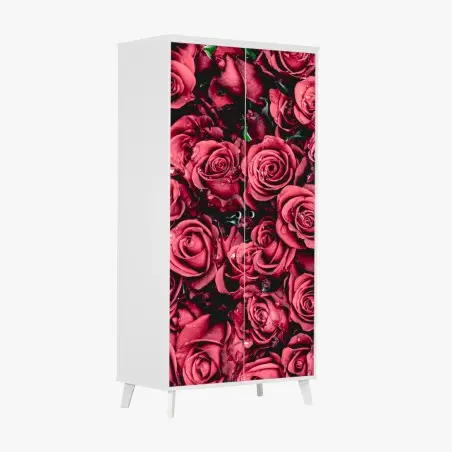 Adesivo per armadio mosaico di rose rosse • Wallissimo®