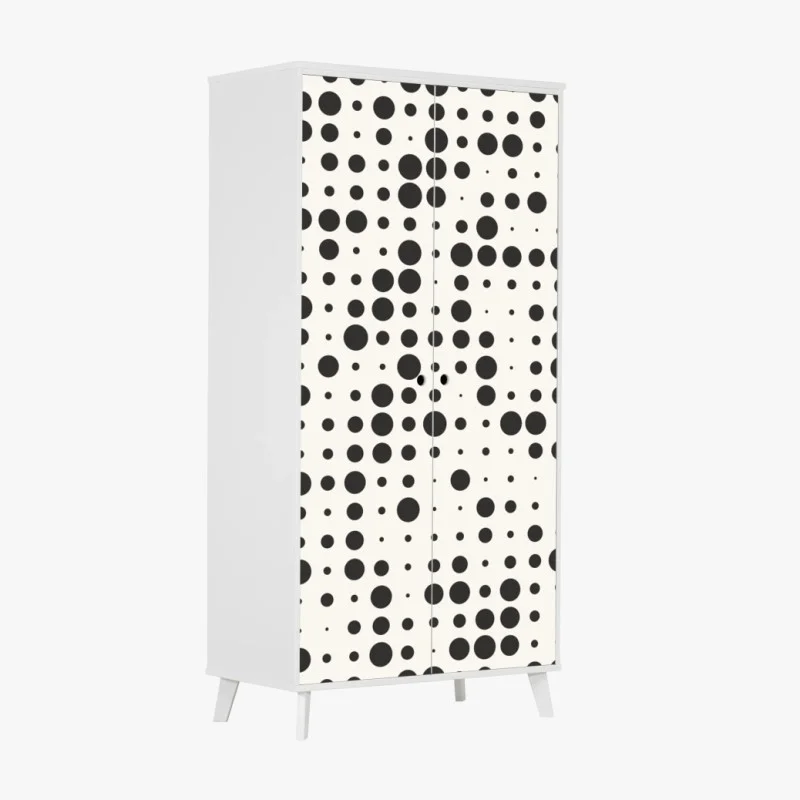Adesivo per armadio motivo a pois effetto semitono in bianco e nero • Wallissimo®