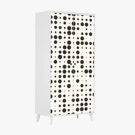 Adesivo per armadio motivo a pois effetto semitono in bianco e nero • Wallissimo®