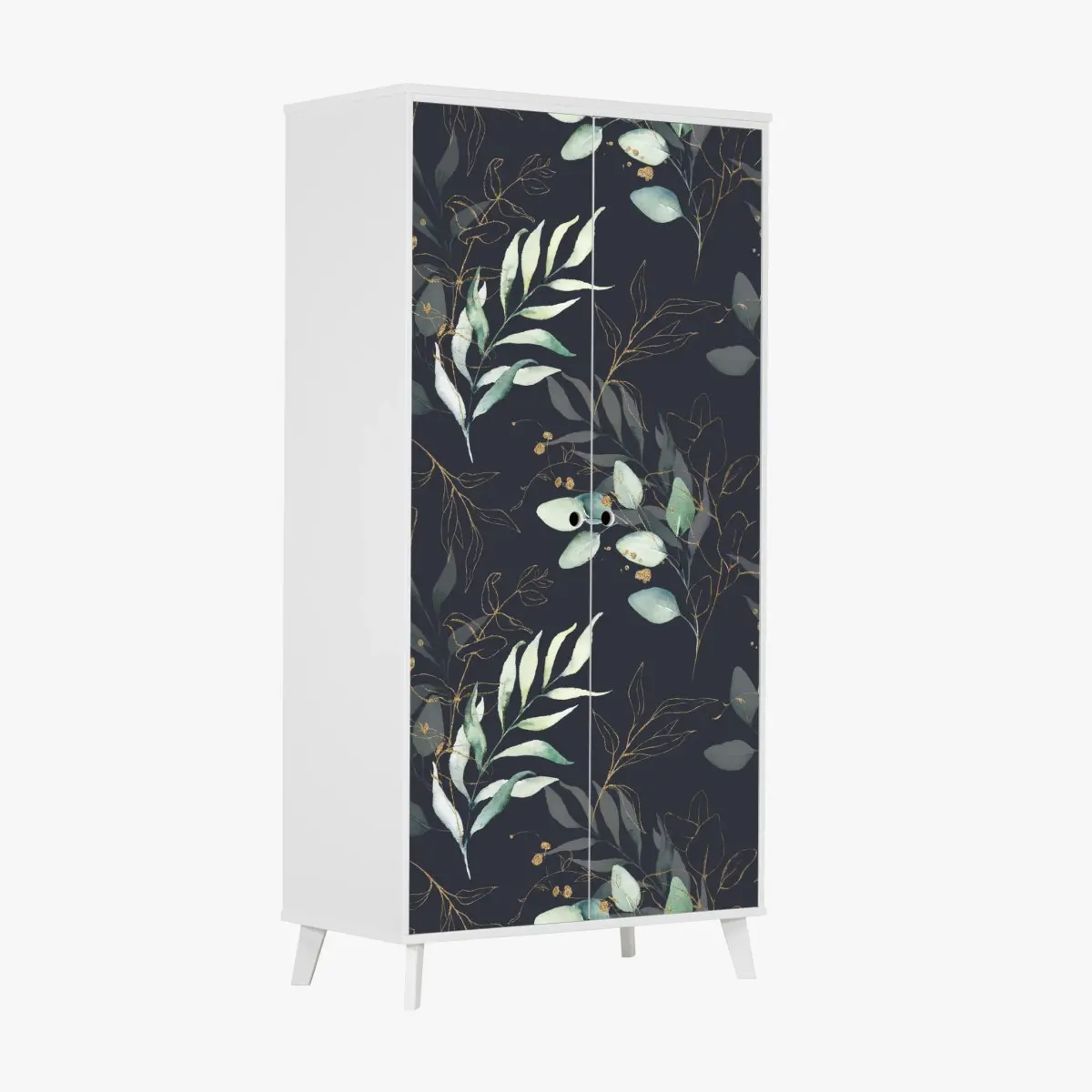 Adesivo per armadio motivo botanico elegante con dettagli dorati • Wallissimo®