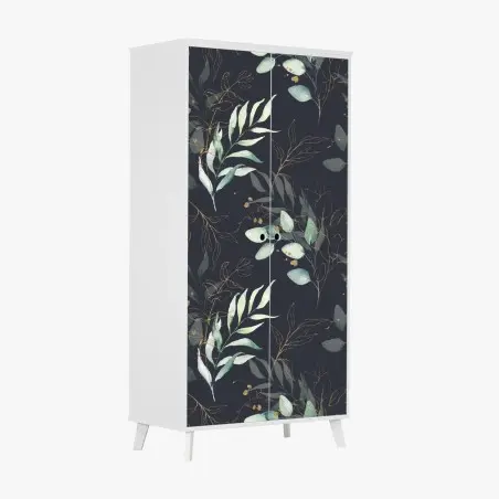 Adesivo per armadio motivo botanico elegante con dettagli dorati • Wallissimo®