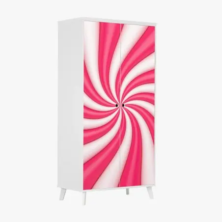 Adesivo per armadio vortice dolce rosa e bianco • Wallissimo®