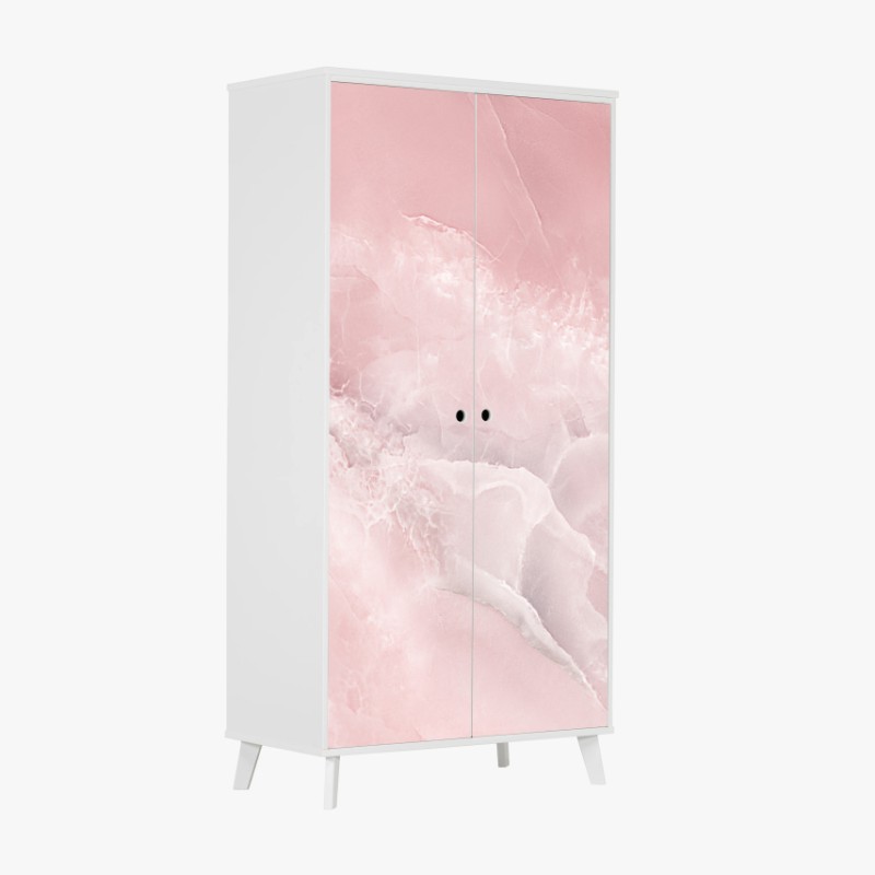 Adesivo per armadio venature di marmo rosa elegante