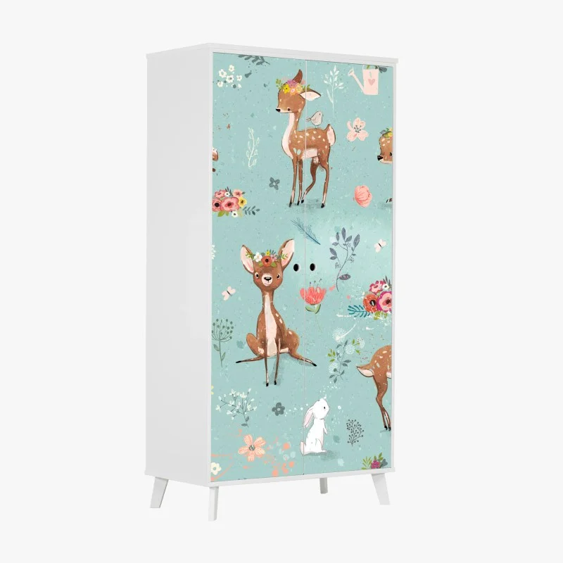 Adesivo per armadio dolci cerbiatti in toni pastello