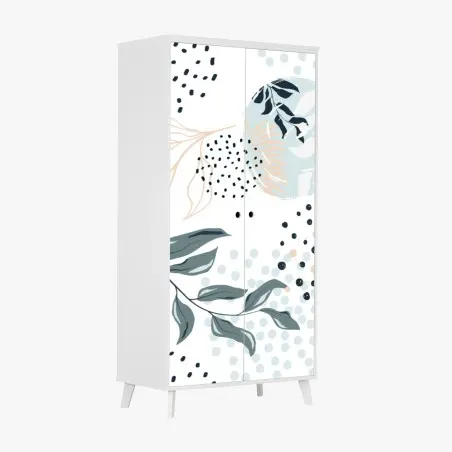 Adesivo per armadio motivo botanico astratto in pastello • Wallissimo®