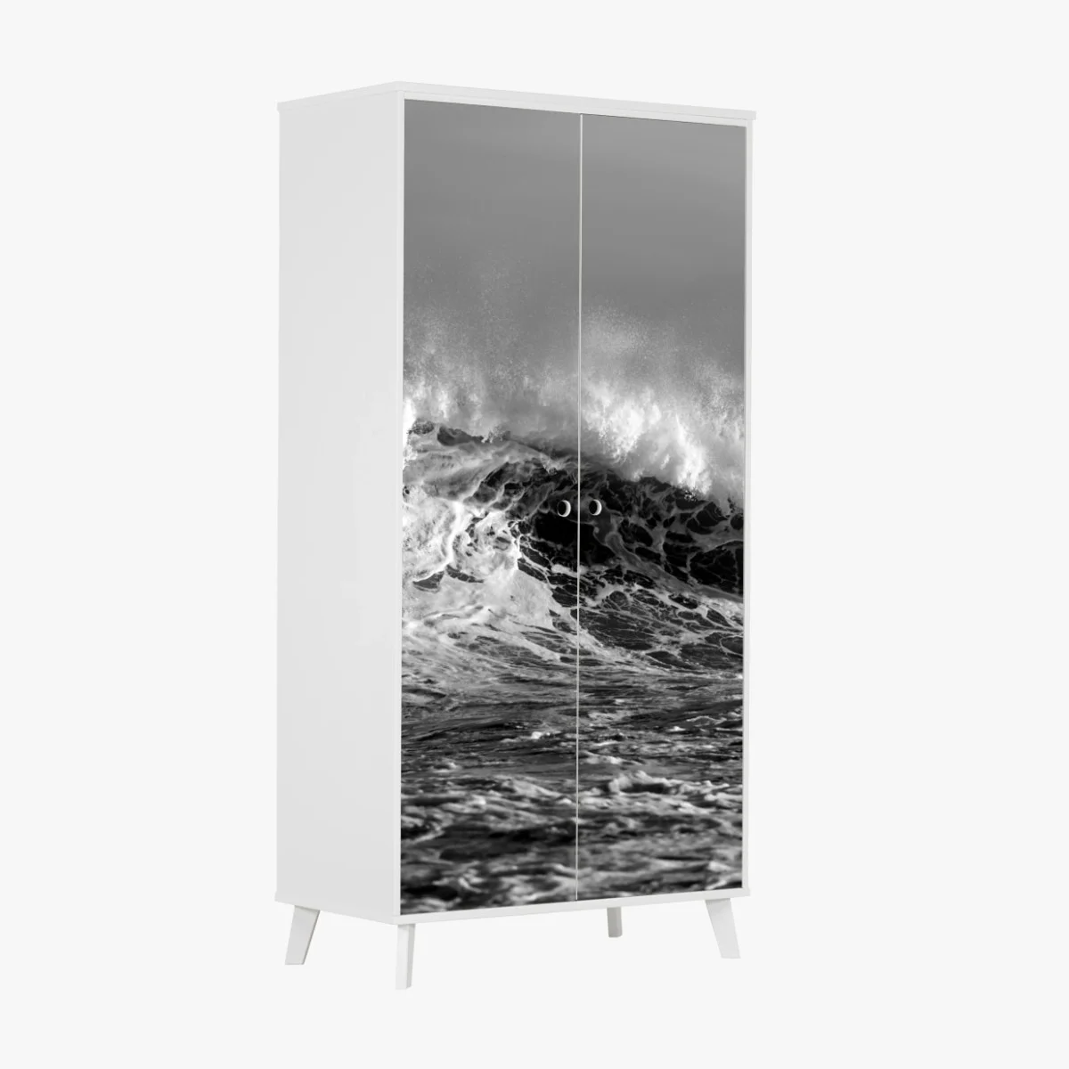 Adesivo per armadio onda potente in bianco e nero • Wallissimo® Adesivo per armadio onda potente in bianco e nero • Wallissimo®