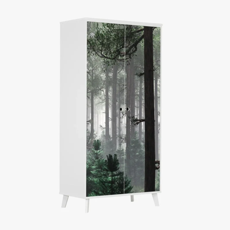 Adesivo per armadio foresta avvolta nella nebbia • Wallissimo® Adesivo per armadio foresta avvolta nella nebbia • Wallissimo®