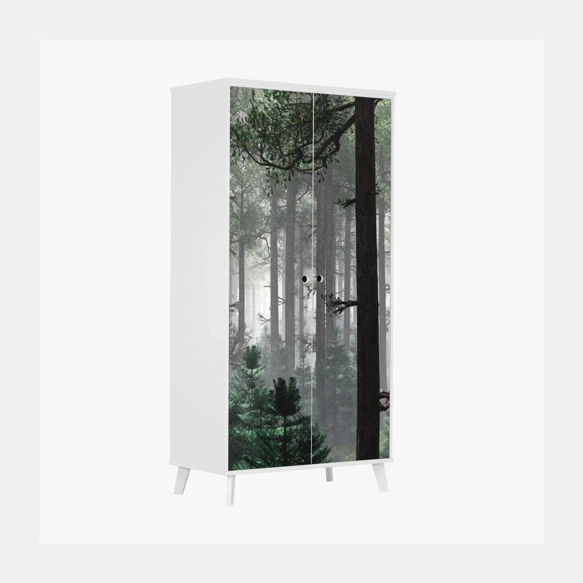 Adesivo per armadio foresta avvolta nella nebbia • Wallissimo® Adesivo per armadio foresta avvolta nella nebbia • Wallissimo®