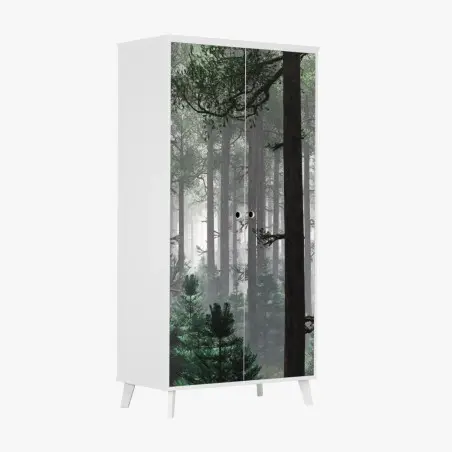 Adesivo per armadio foresta avvolta nella nebbia • Wallissimo®
