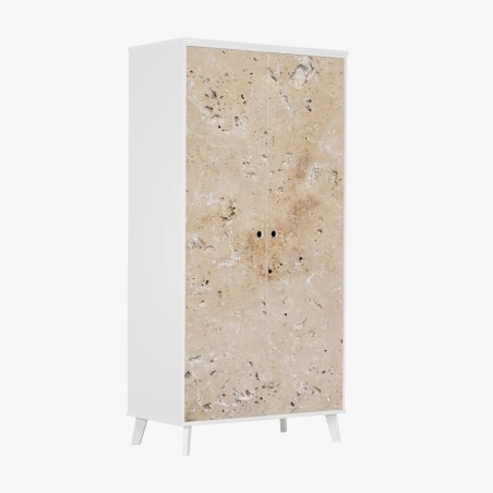Adesivo per armadio texture di travertino beige naturale • Wallissimo®