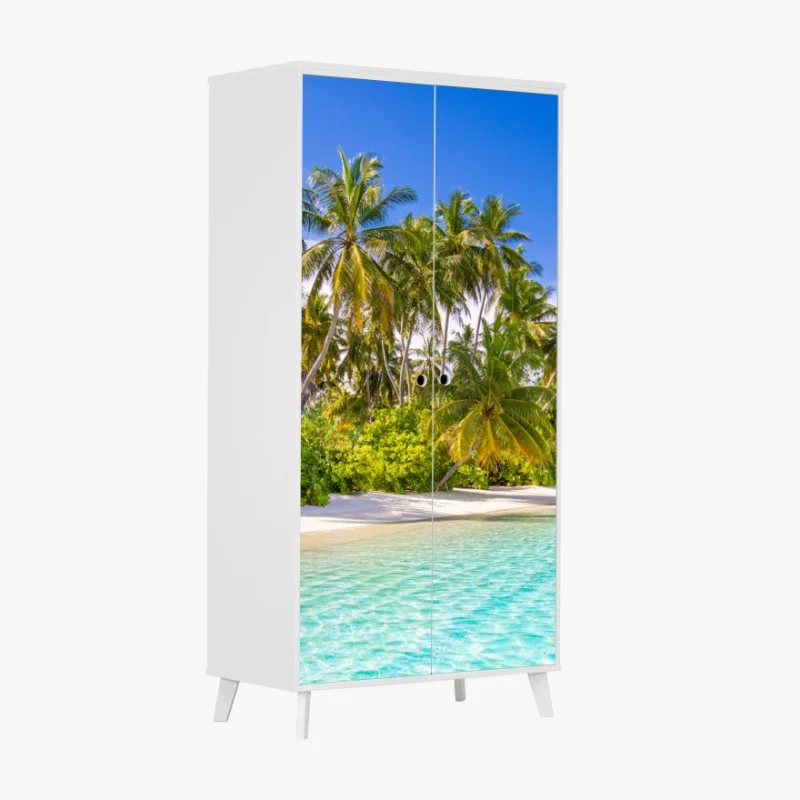 Adesivo per armadio spiaggia tropicale e acqua cristallina