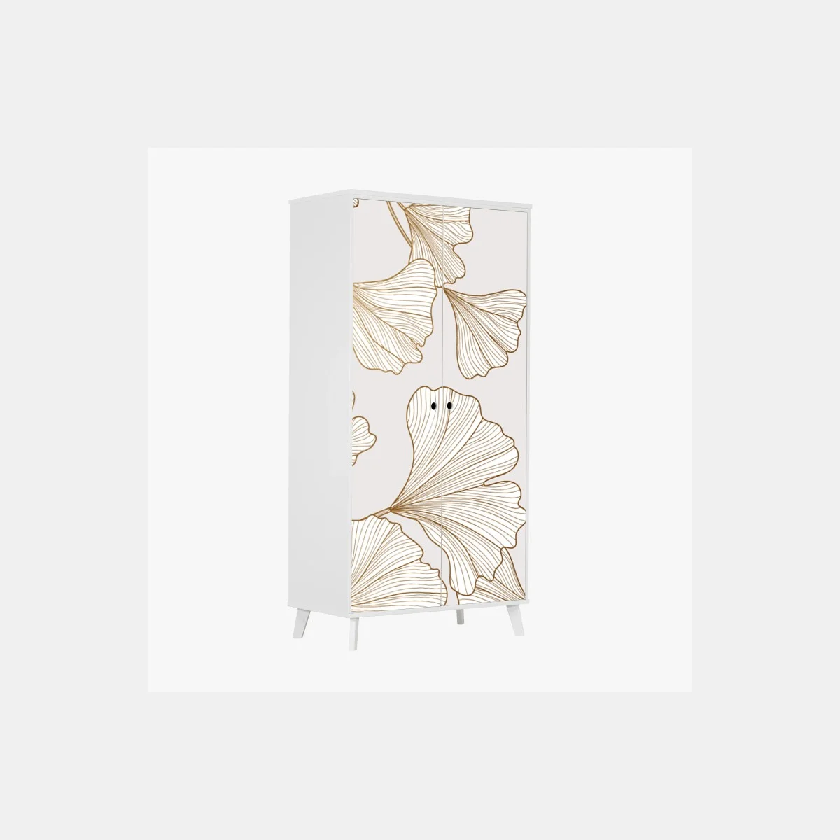 Adesivo per armadio foglie di ginkgo dorate su fondo chiaro • Wallissimo® Adesivo per armadio foglie di ginkgo dorate su fondo chiaro • Wallissimo®