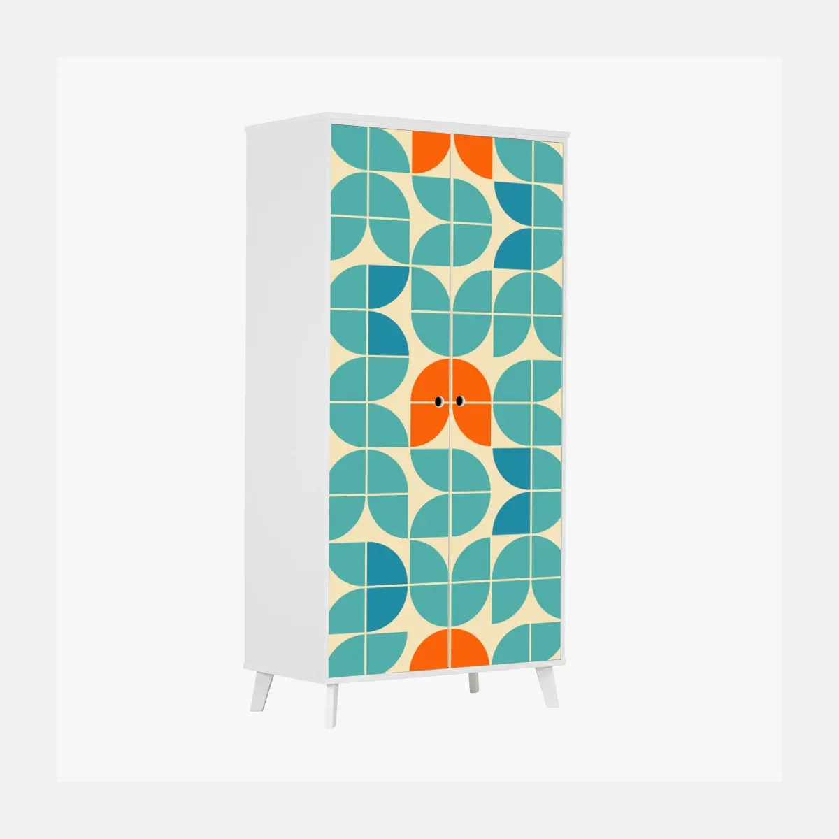 Adesivo per armadio motivo geometrico retrò con tulipani stilizzati • Wallissimo®