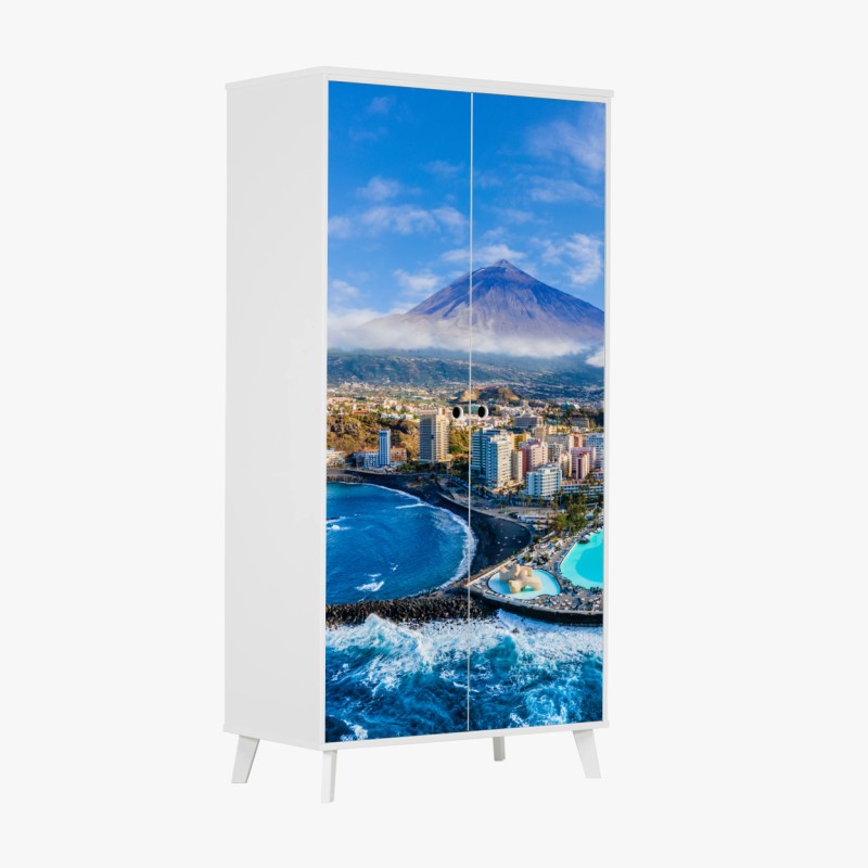 Adesivo per armadio panorama costiero di Tenerife con il Teide