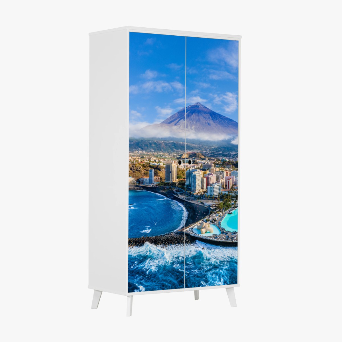 Adesivo per armadio panorama costiero di Tenerife con il Teide • Wallissimo®