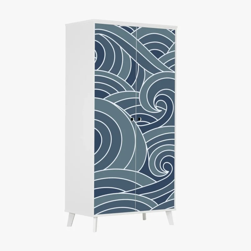 Adesivo per armadio motivo di onde marine stilizzate