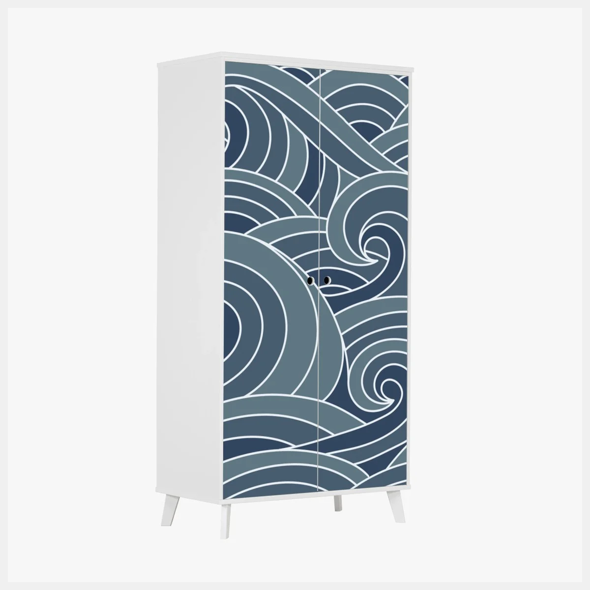 Adesivo per armadio motivo di onde marine stilizzate • Wallissimo® Adesivo per armadio motivo di onde marine stilizzate • Wallissimo®