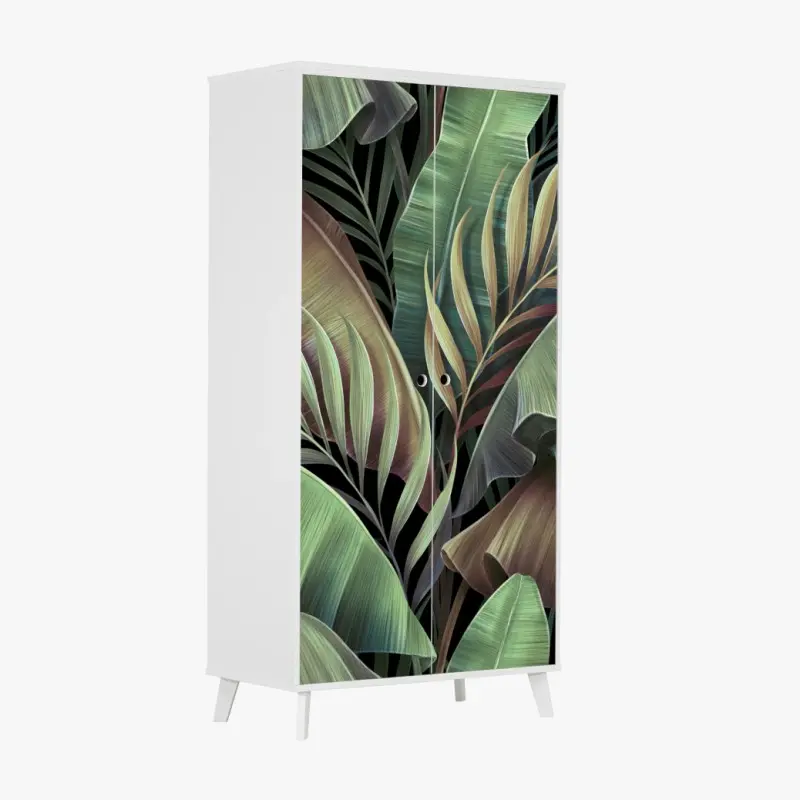 Adesivo per armadio elegante motivo di foglie tropicali verde smeraldo