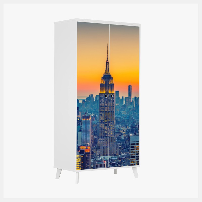 Adesivo per armadio tramonto su New York