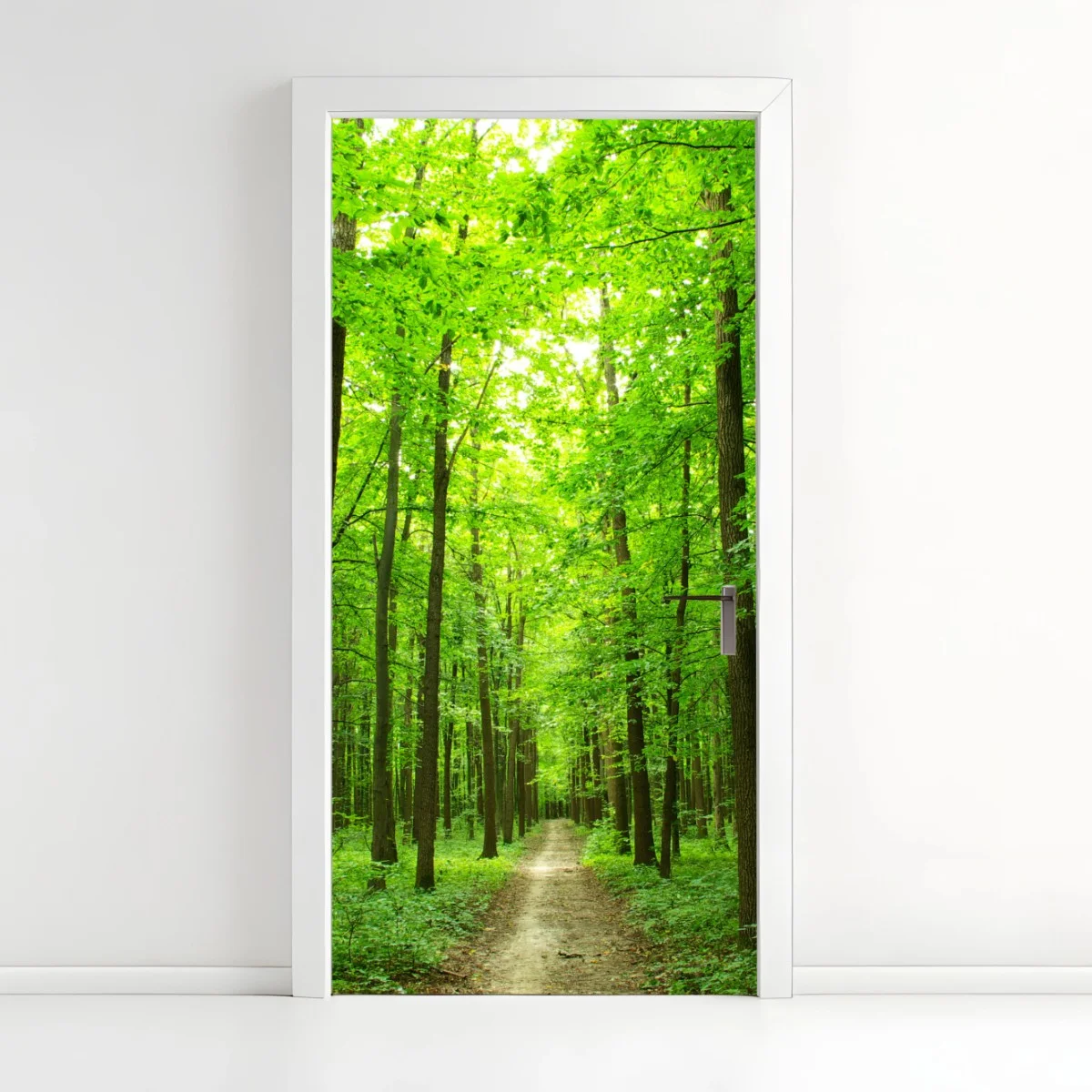 Adesivo per porta sentiero segreto nella foresta verde • Wallissimo® Adesivo per porta sentiero segreto nella foresta verde • Wallissimo®