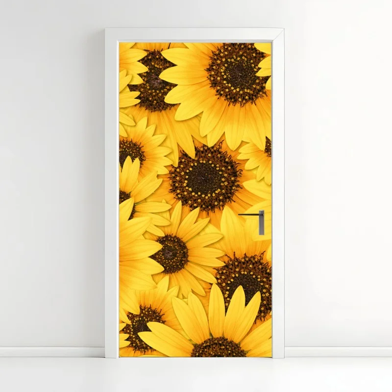 Adesivo per porta esplosione di girasoli • Wallissimo® Adesivo per porta esplosione di girasoli • Wallissimo®
