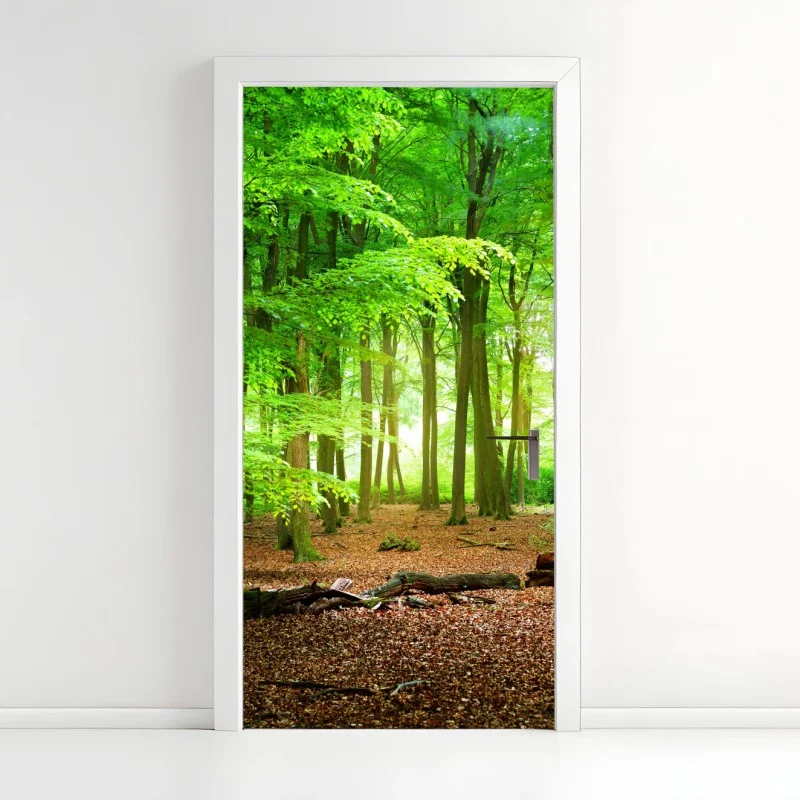 Adesivo per porta serenità nel bosco verde