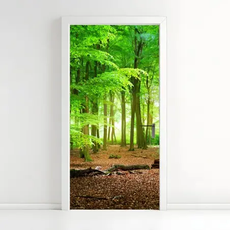 Adesivo per porta serenità nel bosco verde • Wallissimo®