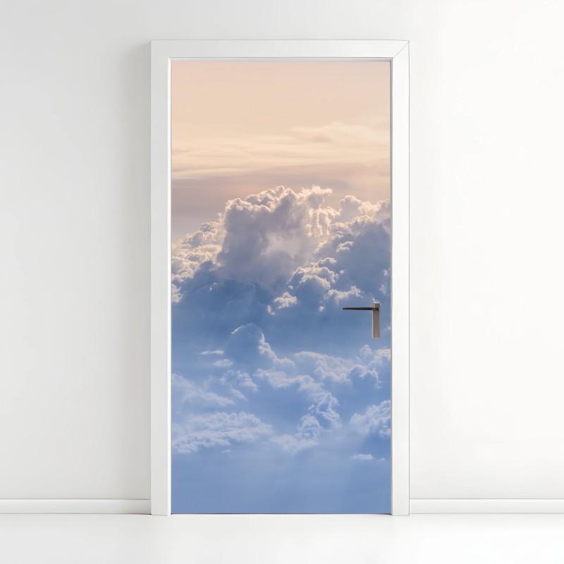 Adesivo per porta cielo di nuvole visto dall'aereo