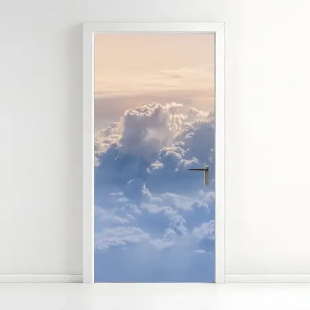 Adesivo per porta cielo di nuvole visto dall'aereo • Wallissimo®