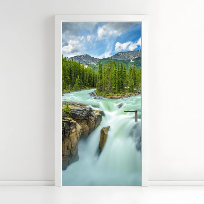Adesivo per porta cascata Sunwapta nel Jasper National Park
