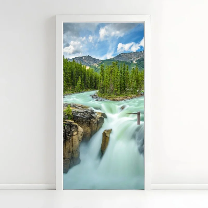 Adesivo per porta cascata Sunwapta nel Jasper National Park