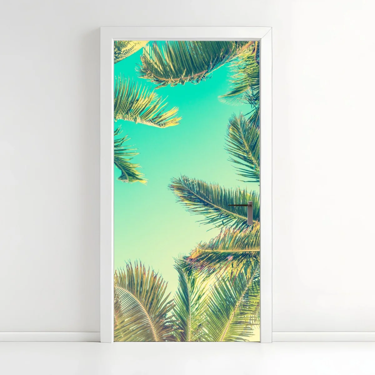 Adesivo per porta cielo tropicale tra le palme • Wallissimo® Adesivo per porta cielo tropicale tra le palme • Wallissimo®