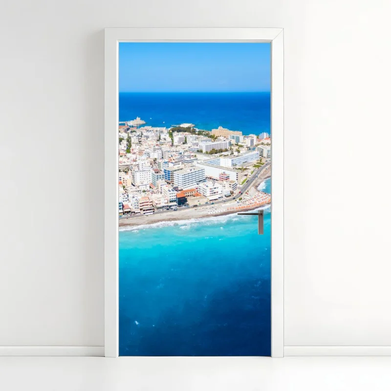 Adesivo per porta panorama aereo della costa di Rodi