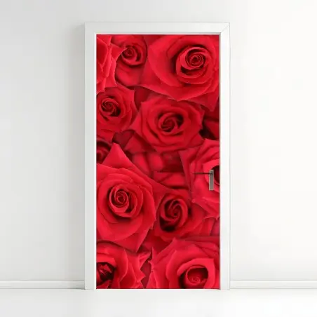 Adesivo per porta mosaico di rose rosse • Wallissimo®