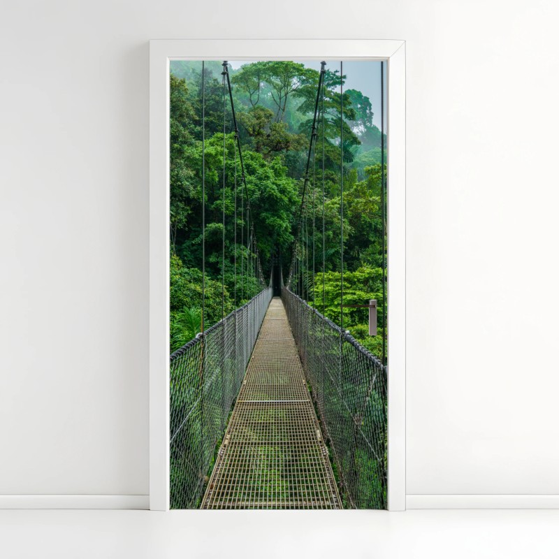 Adesivo per porta passerella sospesa nella foresta pluviale