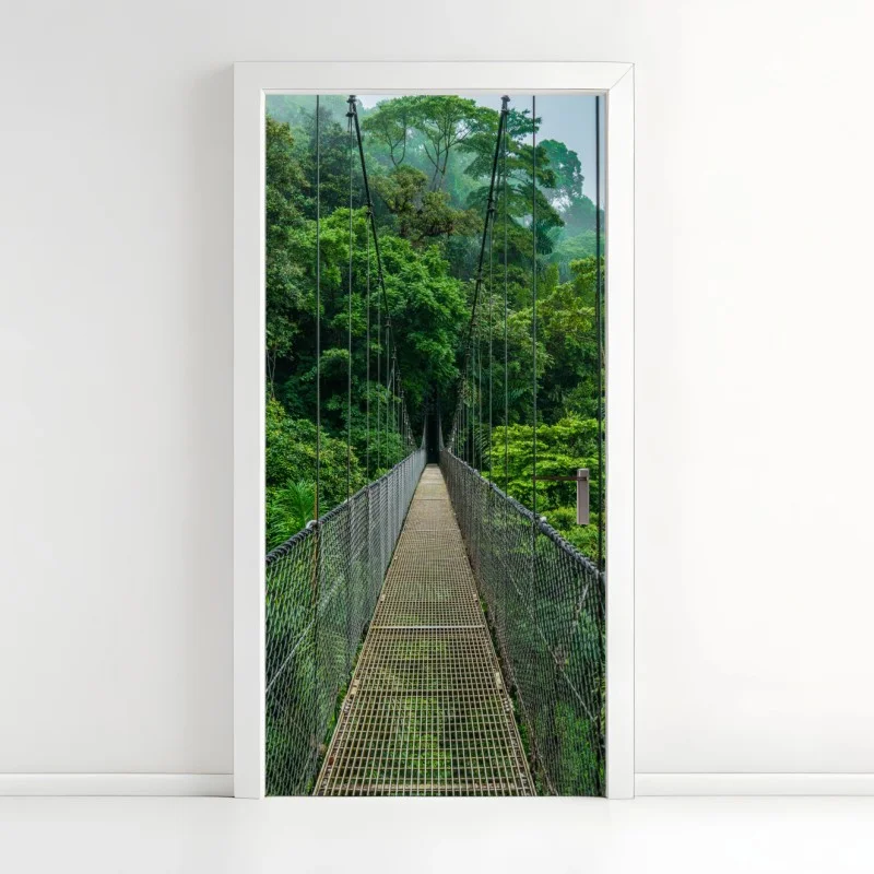 Adesivo per porta passerella sospesa nella foresta pluviale