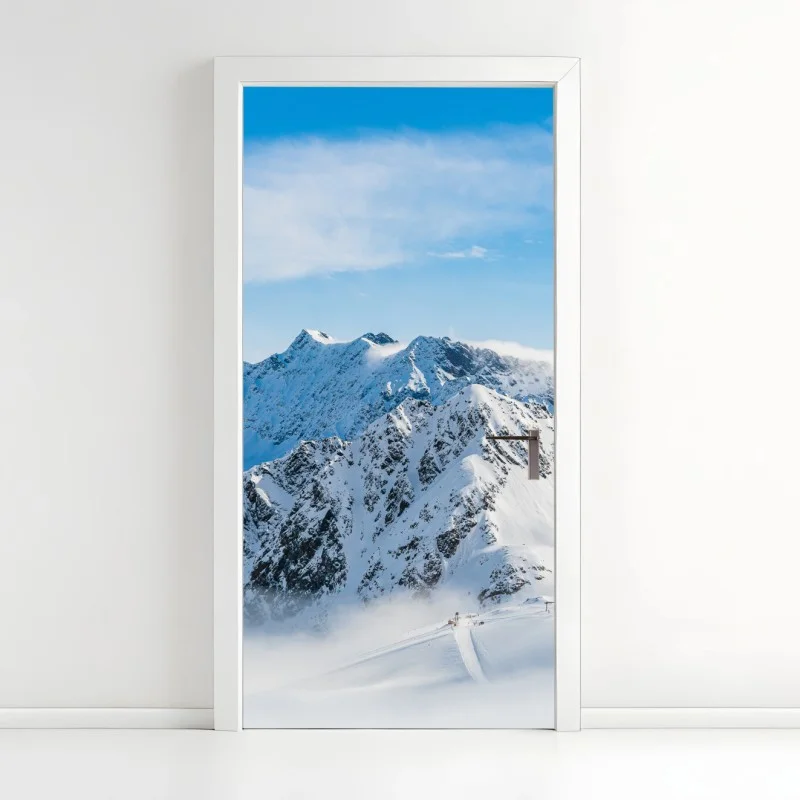 Adesivo per porta panorama innevato del ghiacciaio Kaunertal